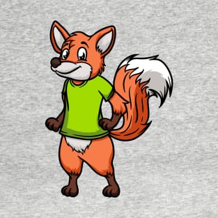 Cute Anthropomorphic Human-like Cartoon Character Fox in Clothes T-Shirt